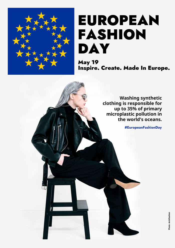 European Fashion Day 2026, microplastic pollution, fashion model